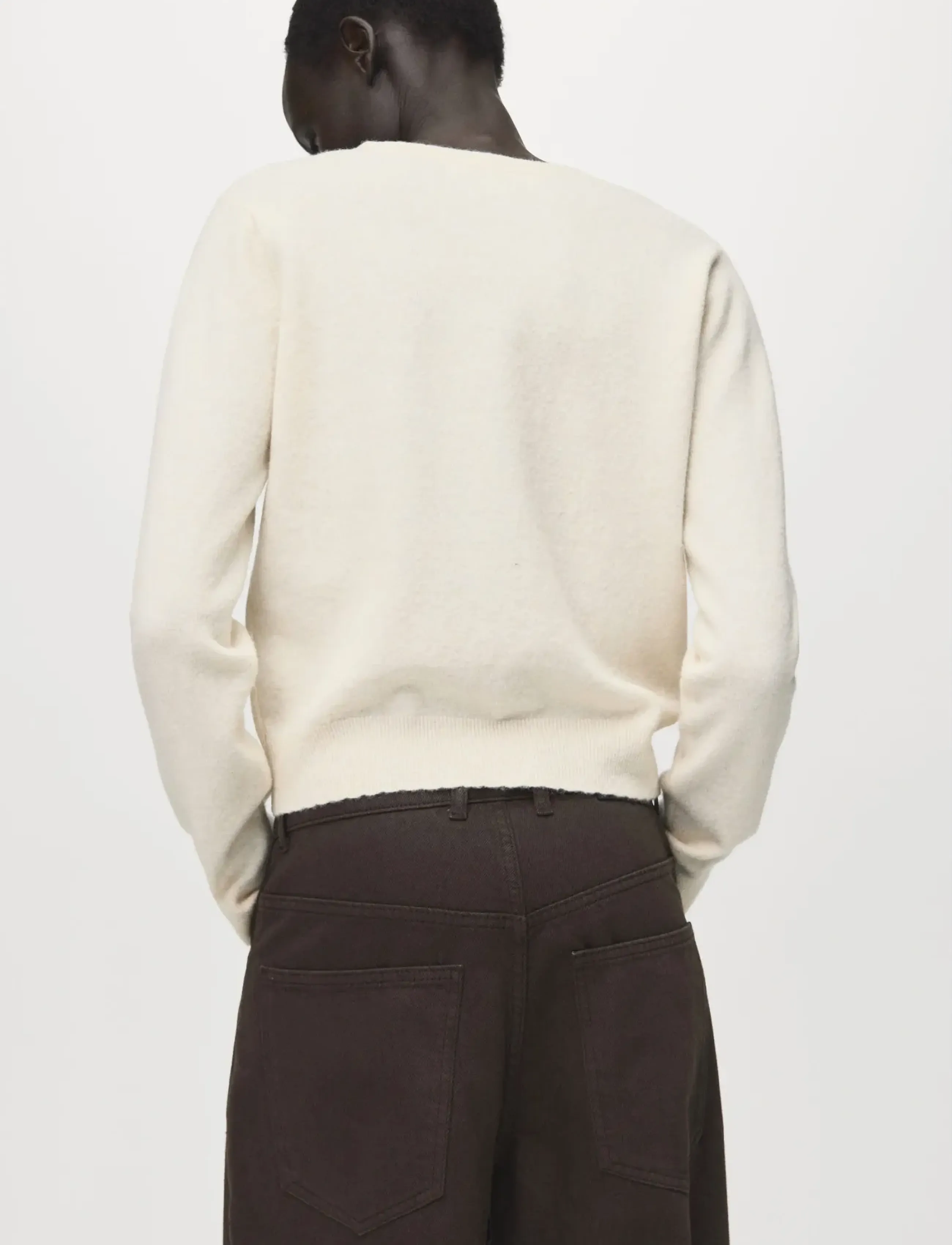 Mango - V-neck wool-blend cardigan - cardigans - light beige - 3