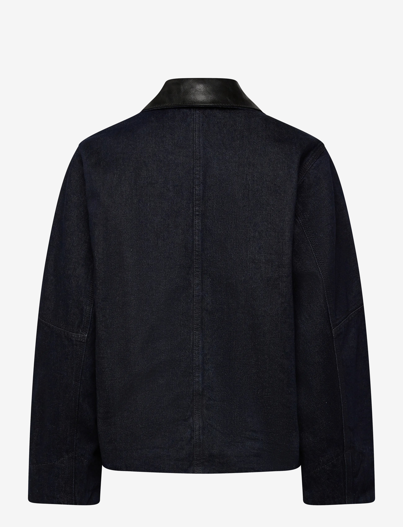 Mango - Denim jacket with faux-leather collar - denimjakker - open blue - 1