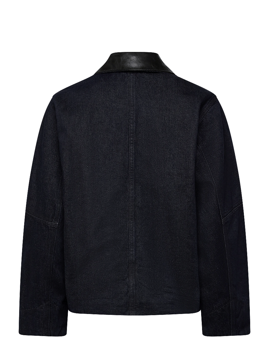 Mango - Denim jacket with faux-leather collar - vårjackor - open blue - 2