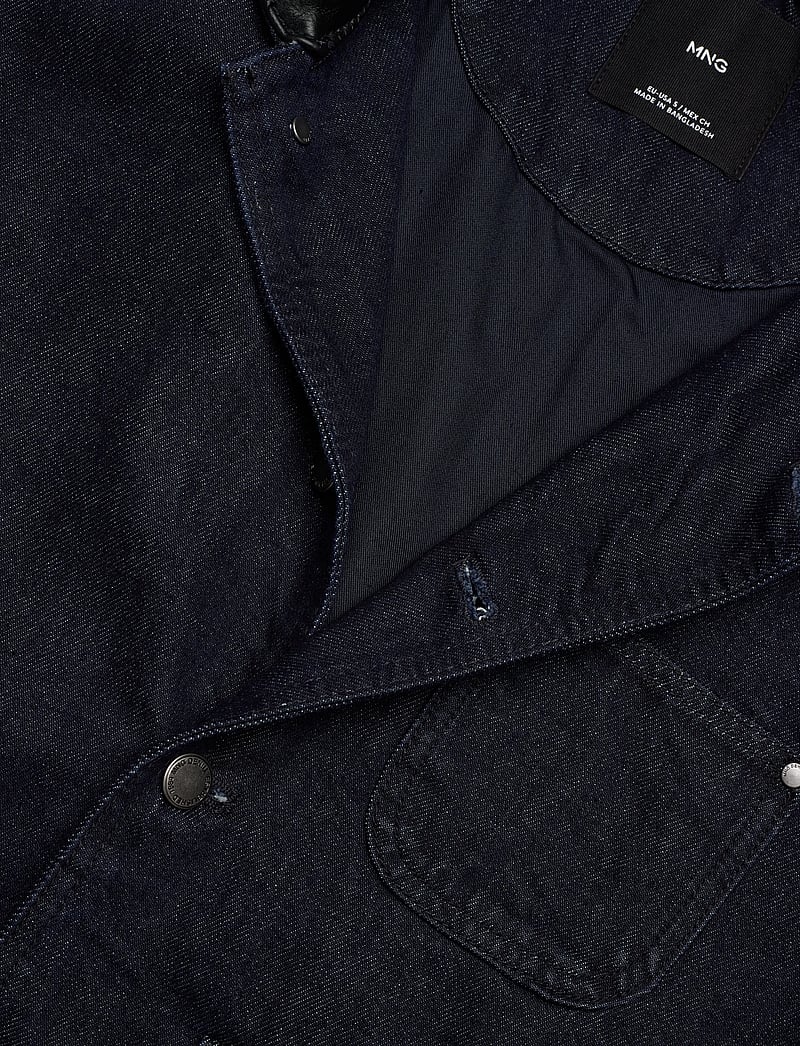 Mango - Denim jacket with faux-leather collar - denimjakker - open blue - 2