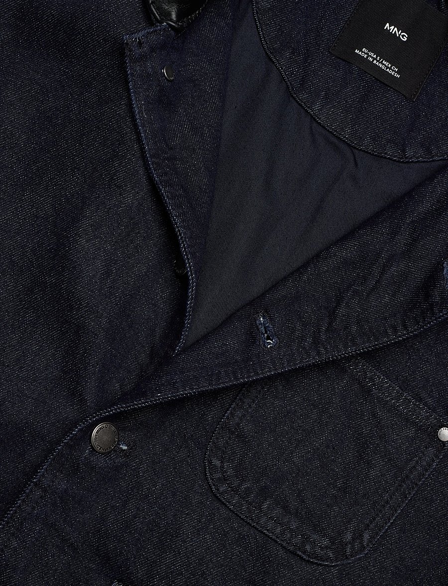 Mango - Denim jacket with faux-leather collar - vårjackor - open blue - 4