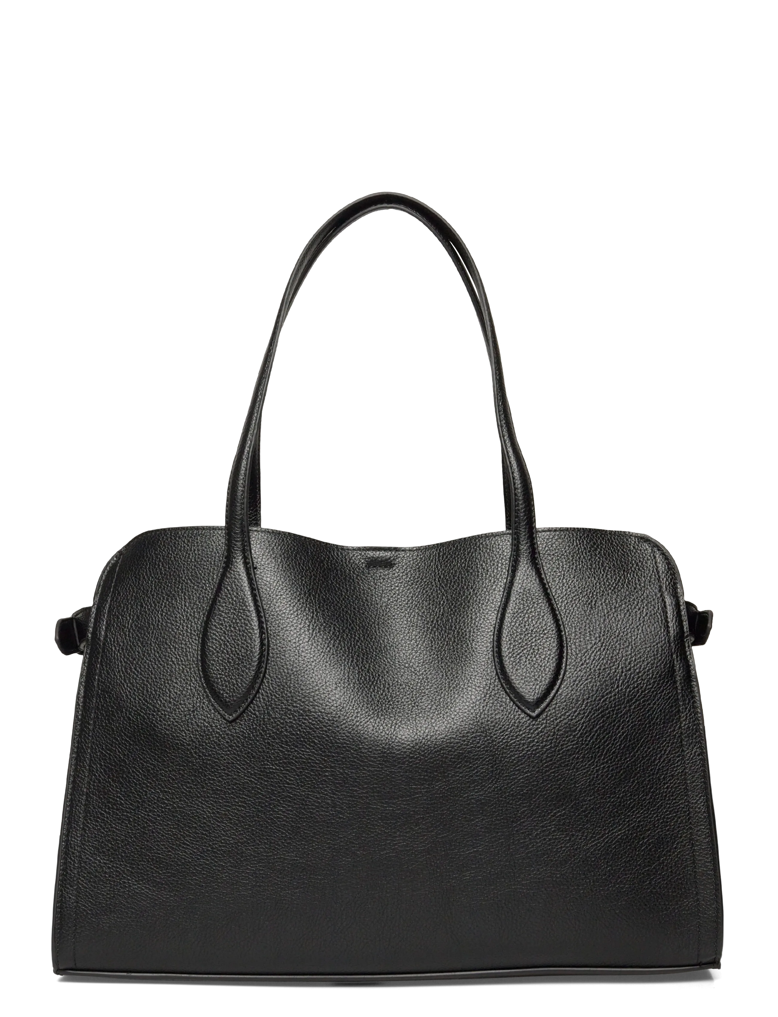 Medium bag with tumbled leather effect - BLACK