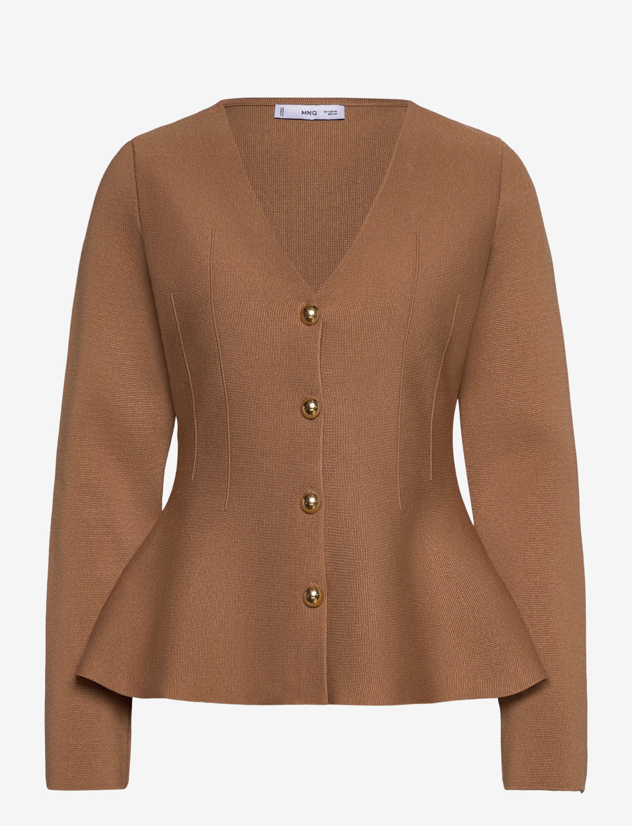 Mango - Fitted knitted jacket with buttons - vårjakker - medium brown - 0
