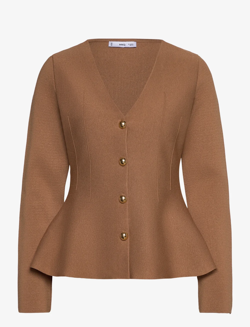Mango - Fitted knitted jacket with buttons - höstjackor - medium brown - 0