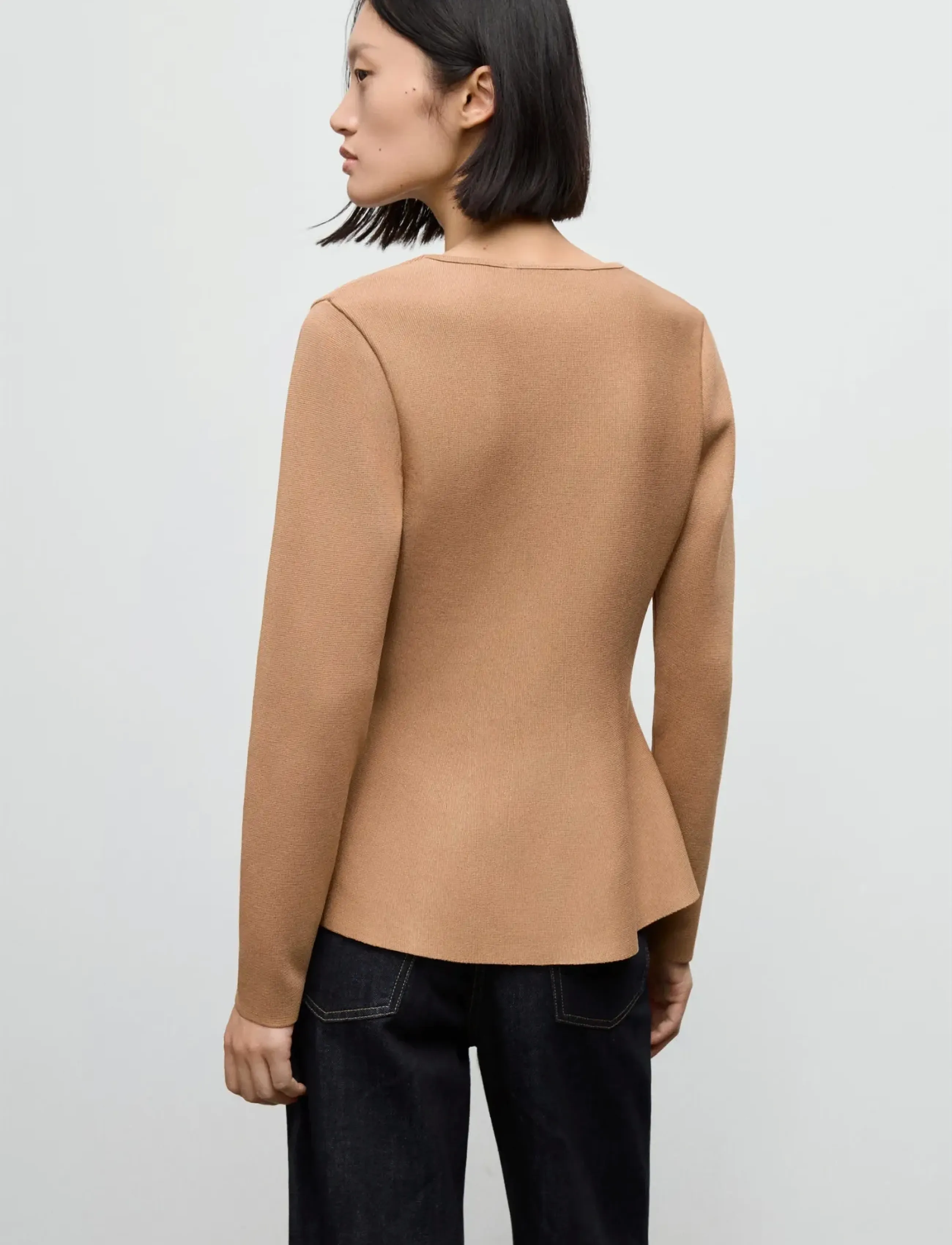 Mango - Fitted knitted jacket with buttons - medium brown - 3
