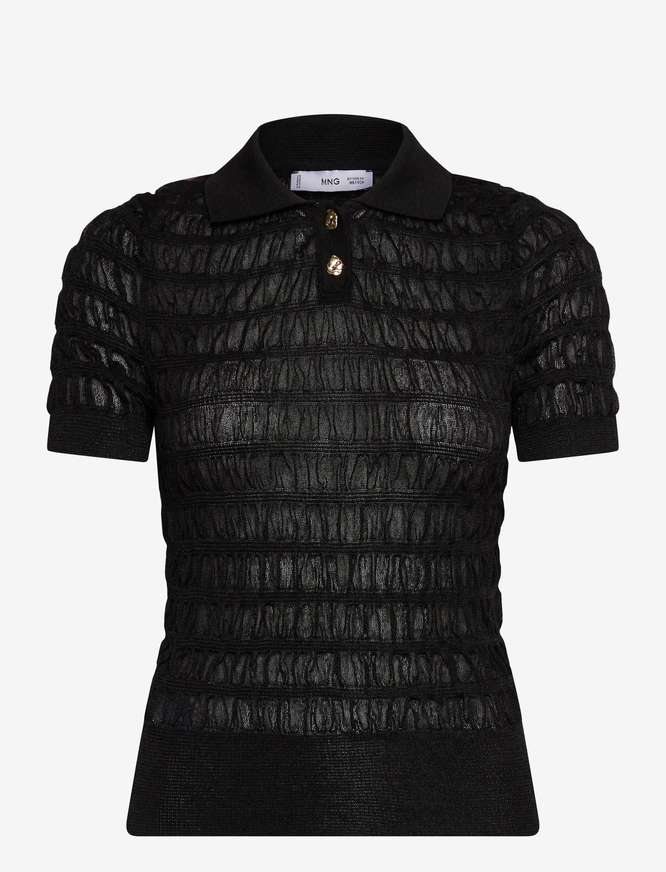 Mango - Polo-neck textured sweater - poloshirts - black - 0