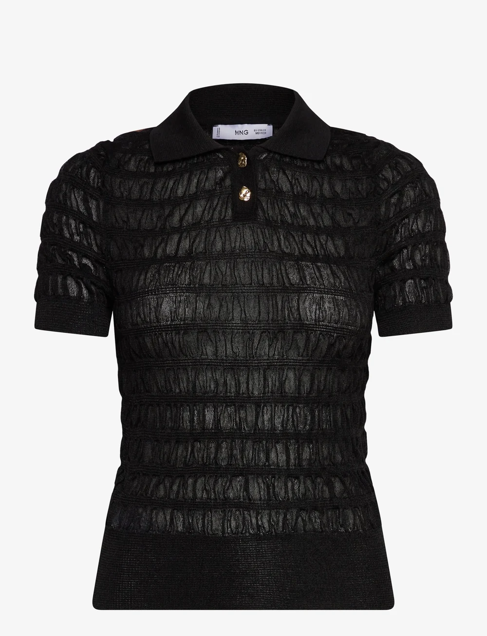 Mango - Polo-neck textured sweater - poloer - black - 0