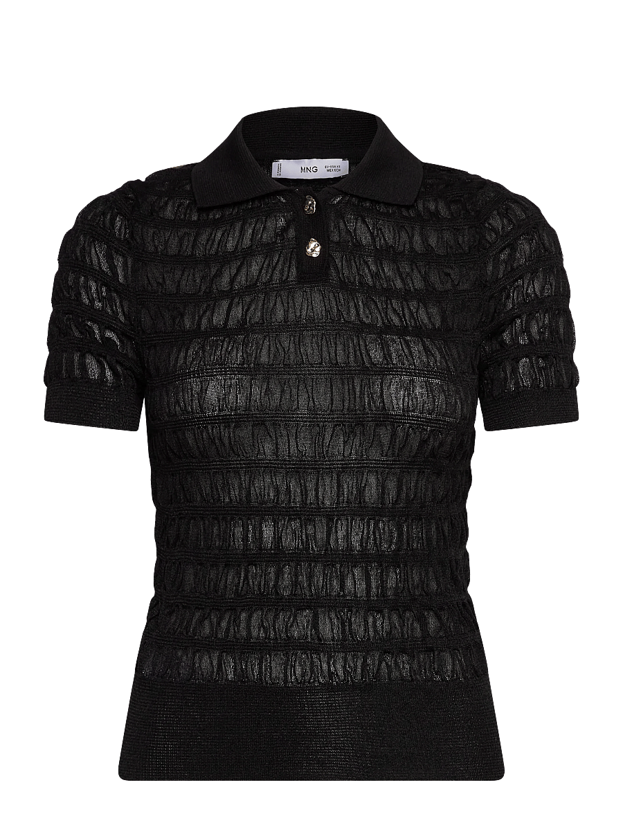 Mango - Polo-neck textured sweater - pikéer - black - 1