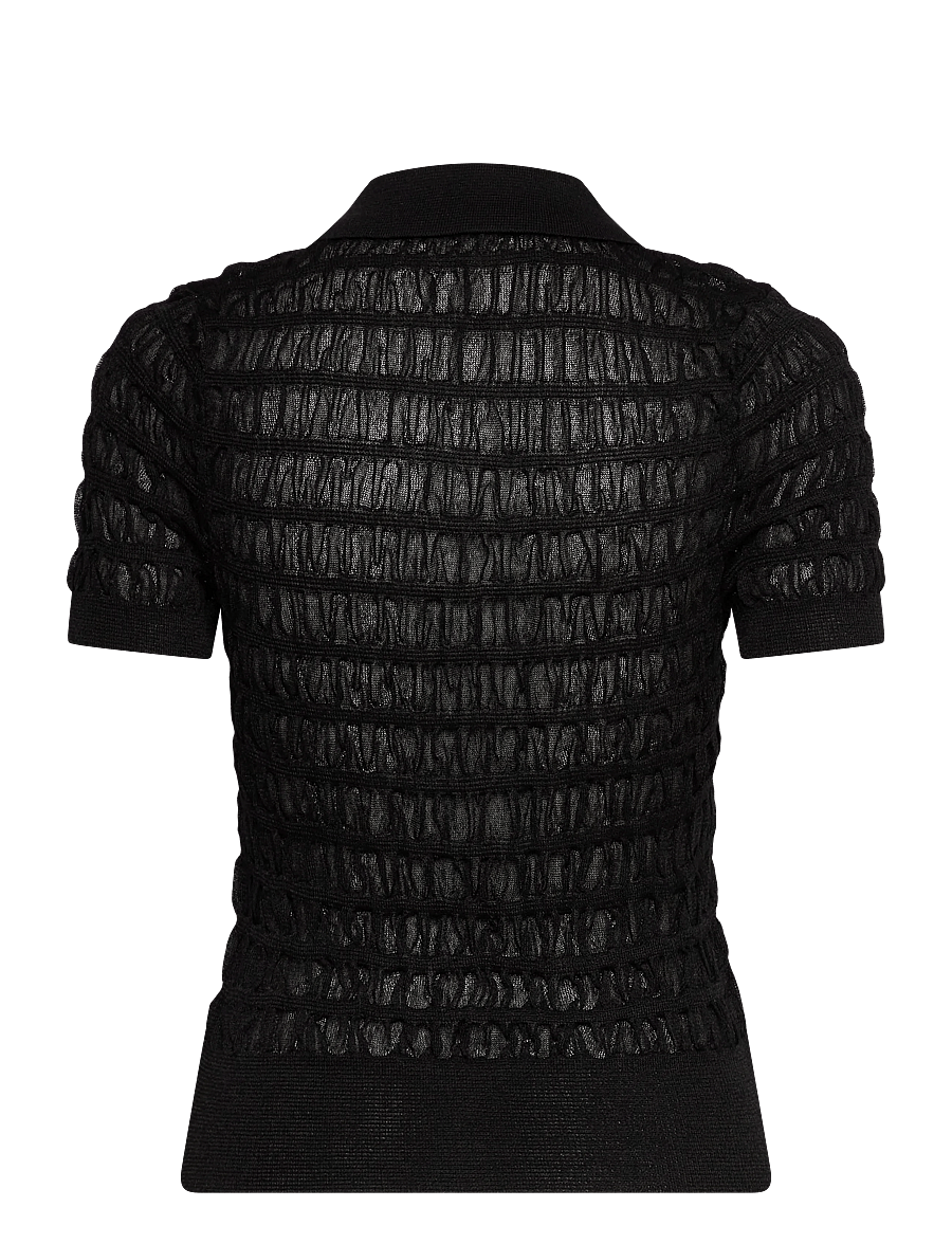 Mango - Polo-neck textured sweater - pikéer - black - 2