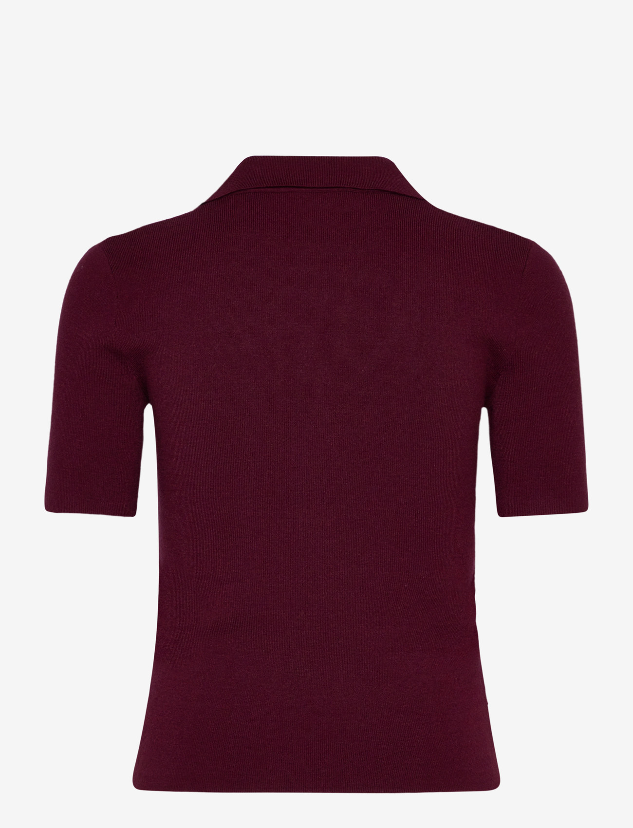 Mango - Fine-knit sweater with shirt collar - kortærmede skjorter - dark red - 2