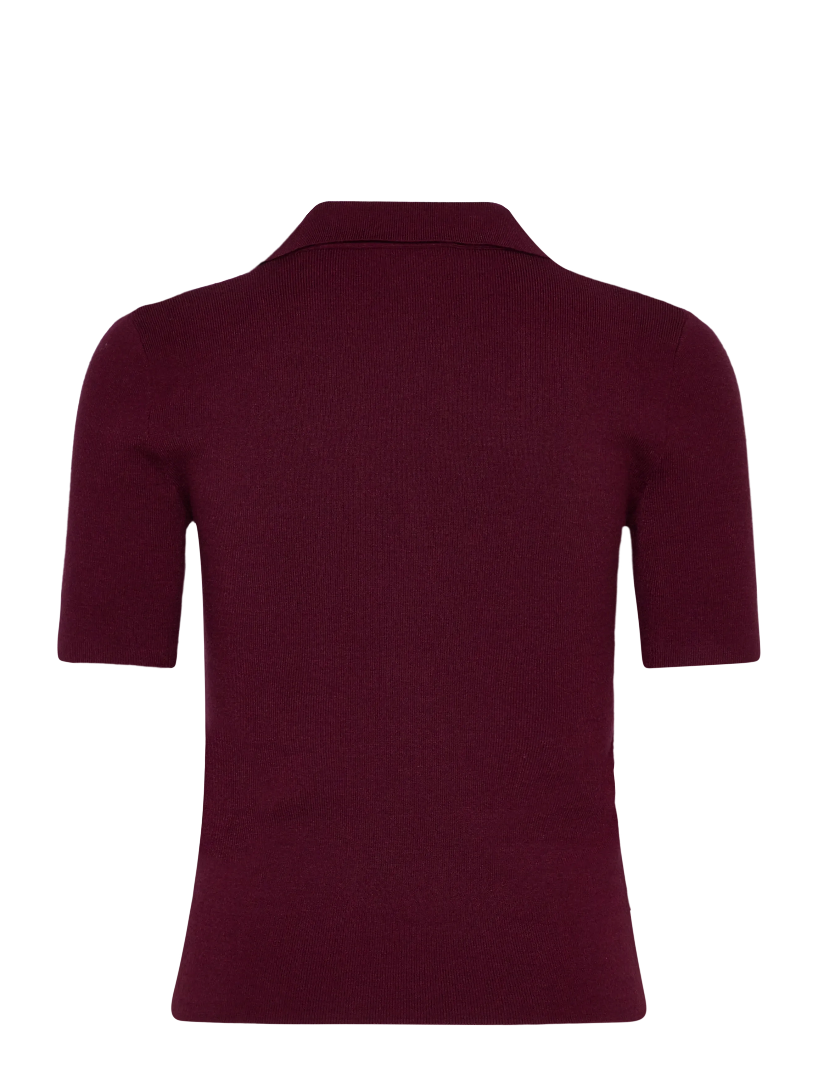 Mango - Fine-knit sweater with shirt collar - dark red - 2