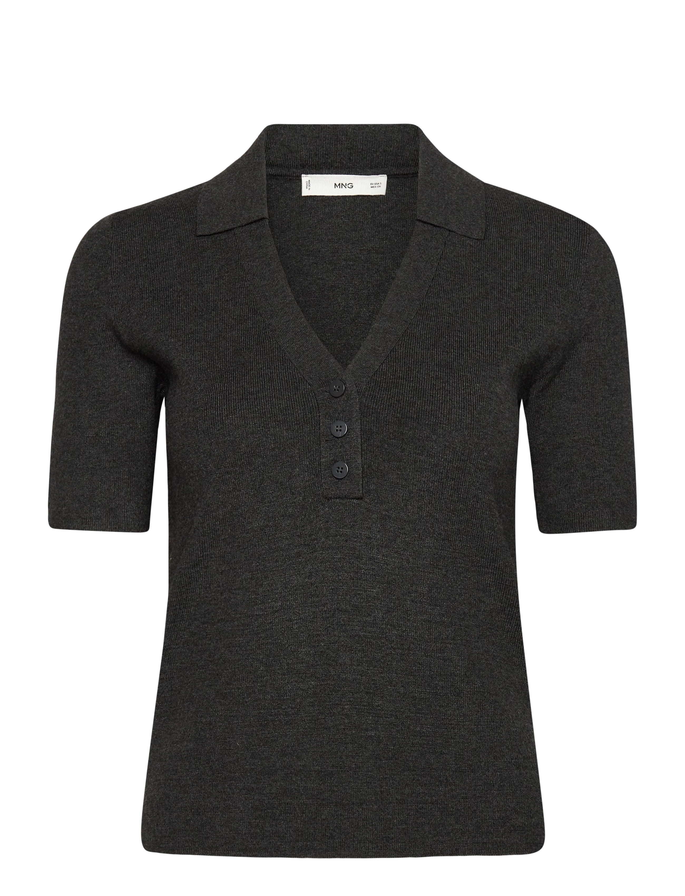 Mango Fine-knit sweater with shirt collar - Kleidung - MEDIUM GREY / grey