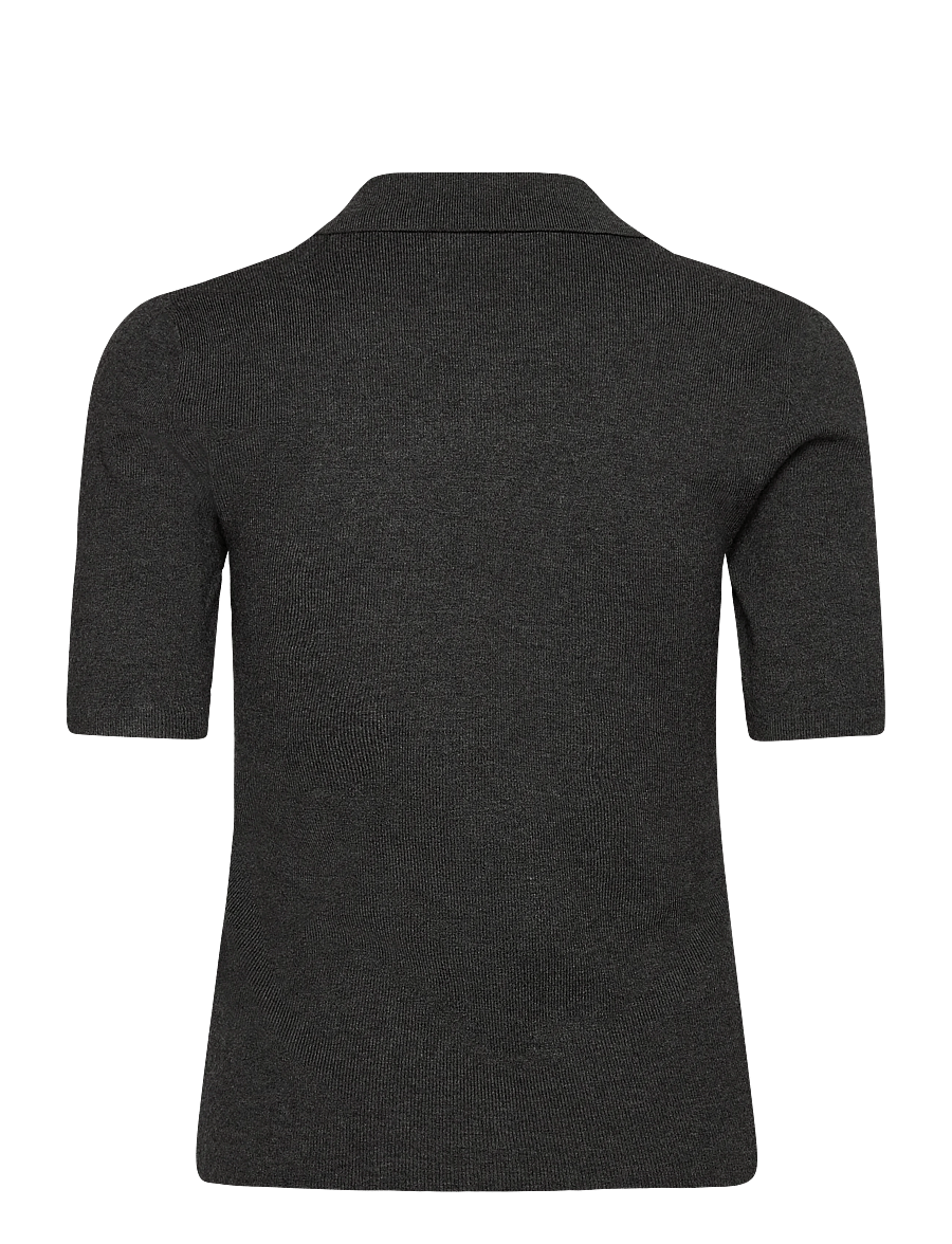Mango - Fine-knit sweater with shirt collar - kortærmede skjorter - medium grey - 2