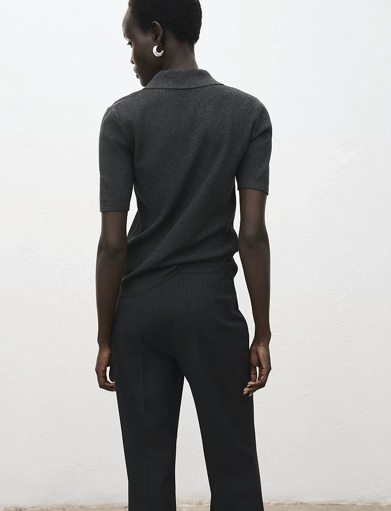 Mango - Fine-knit sweater with shirt collar - kurzärmlige hemden - medium grey - 3