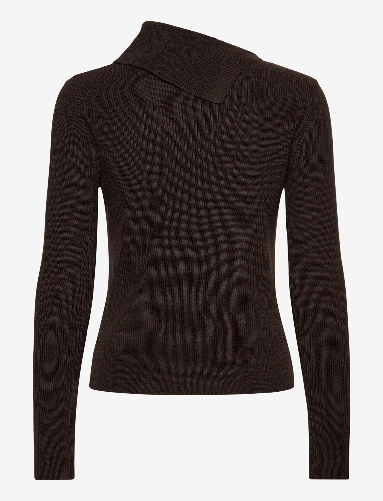 Mango - Sweater with asymmetrical neck and buttons - pullover - dark brown - 1