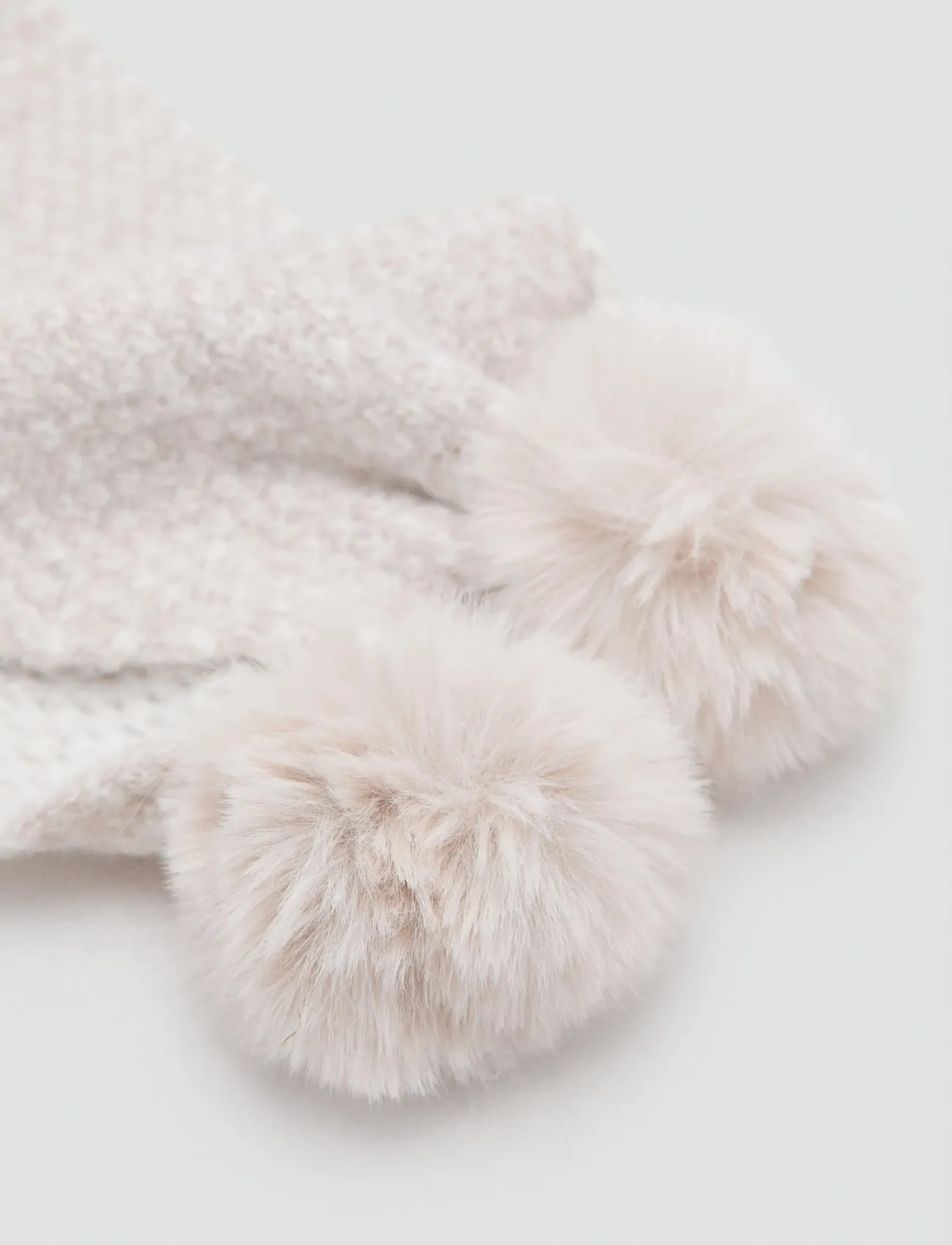 Mango Pompom knit scarf - Mango - LT PASTEL BROWN / brown