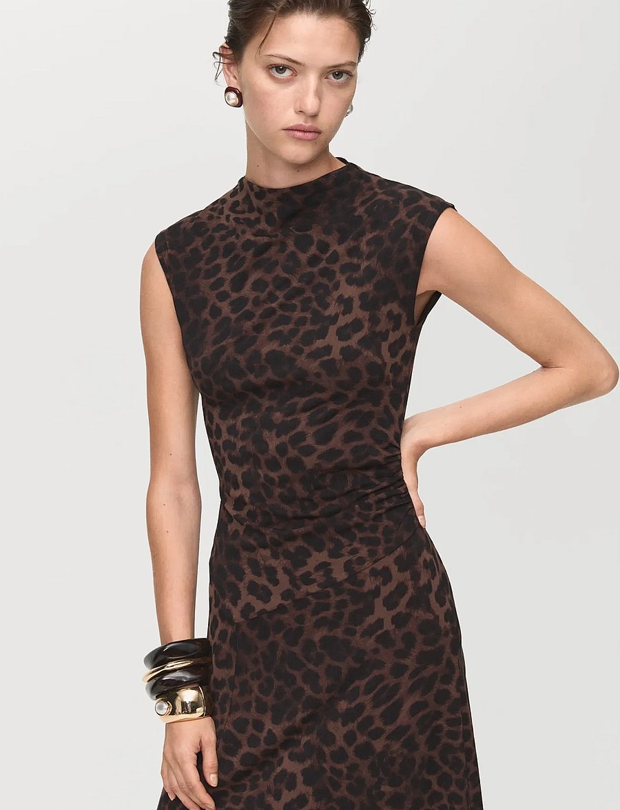 mango leopard print midi dress MANGO Lin Leopard Print Midi Dress