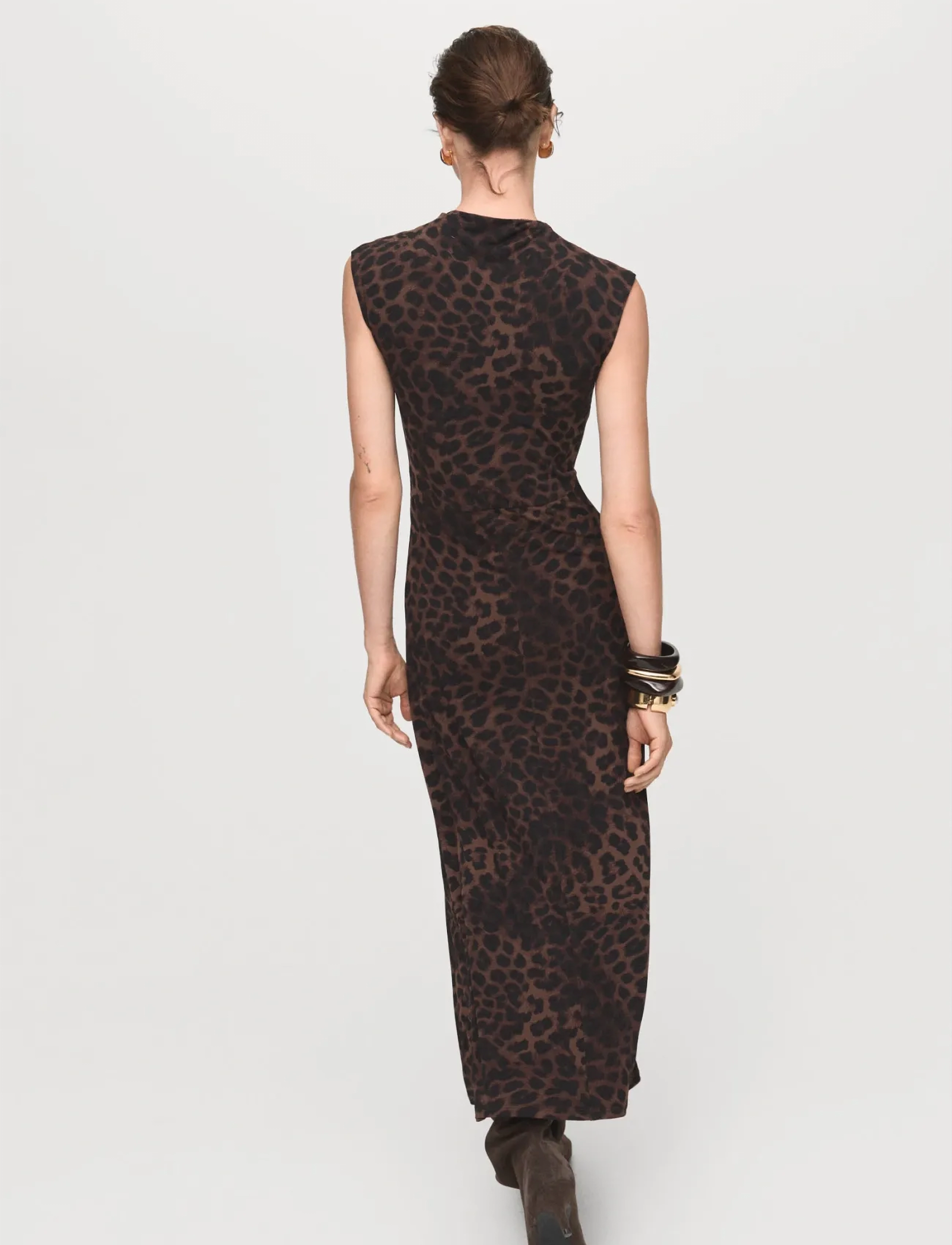 Mango - Leopard-print fitted dress - brown - 3