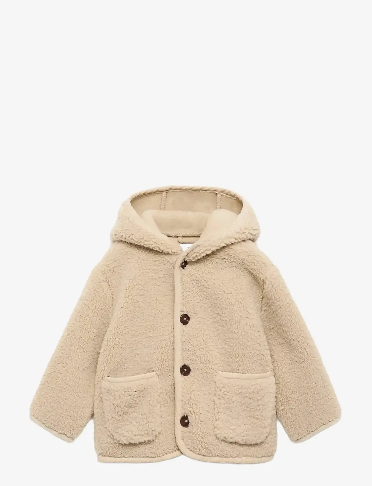 Mango - Shearling-effect hooded coat - efterårsjakker - lt pastel brown - 0