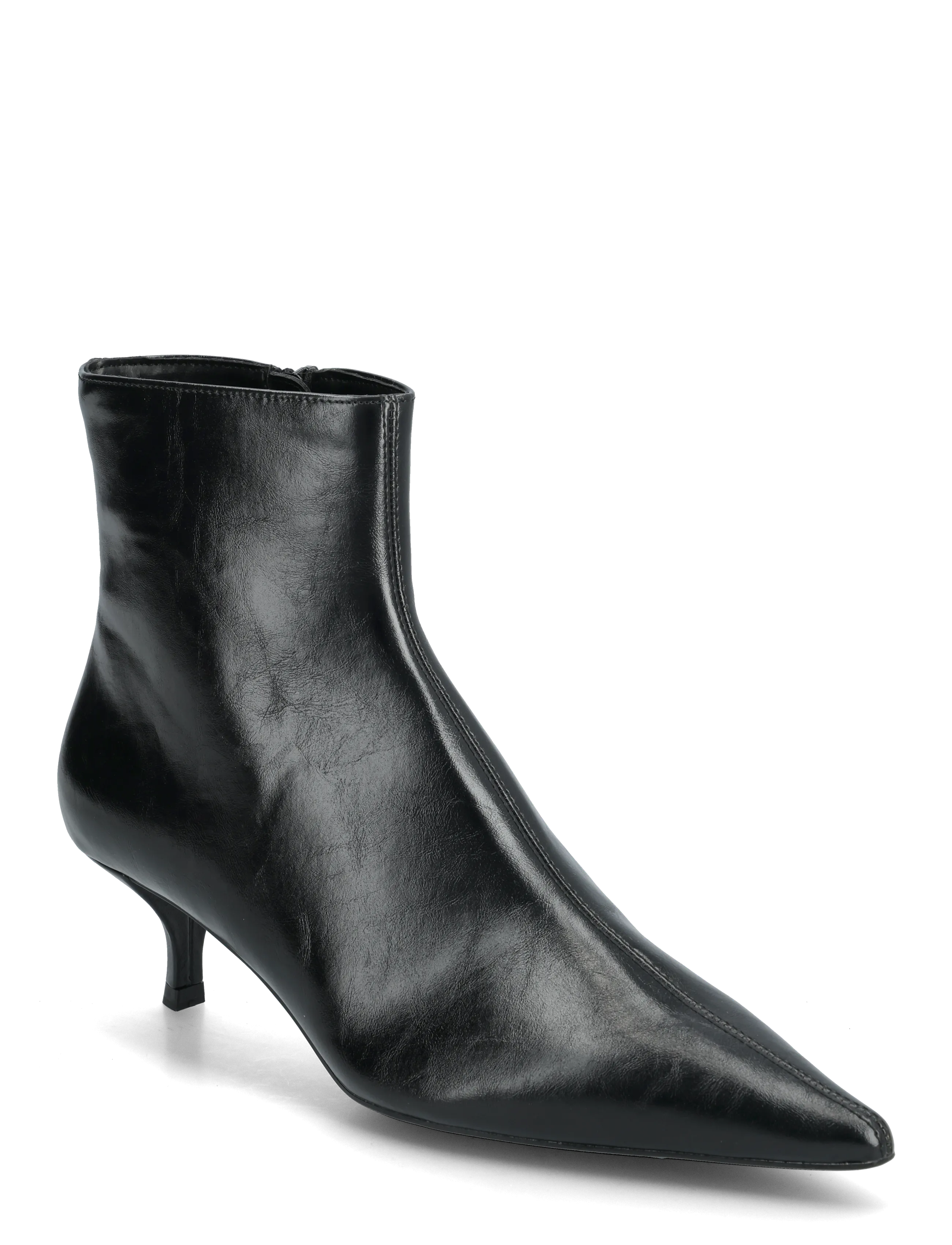Kitten-heel pointed-toe ankle boots - BLACK