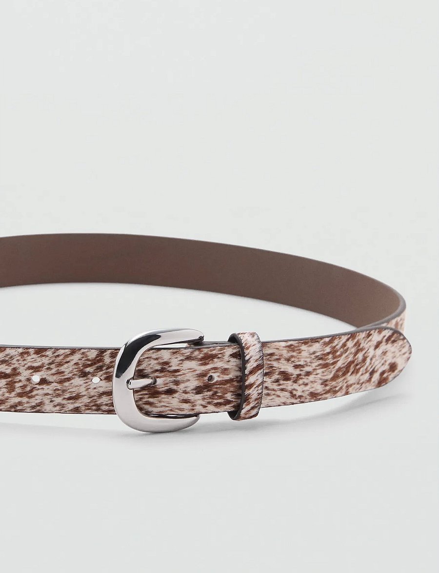 Mango - Leather fur belt - læderbælter - brown - 0