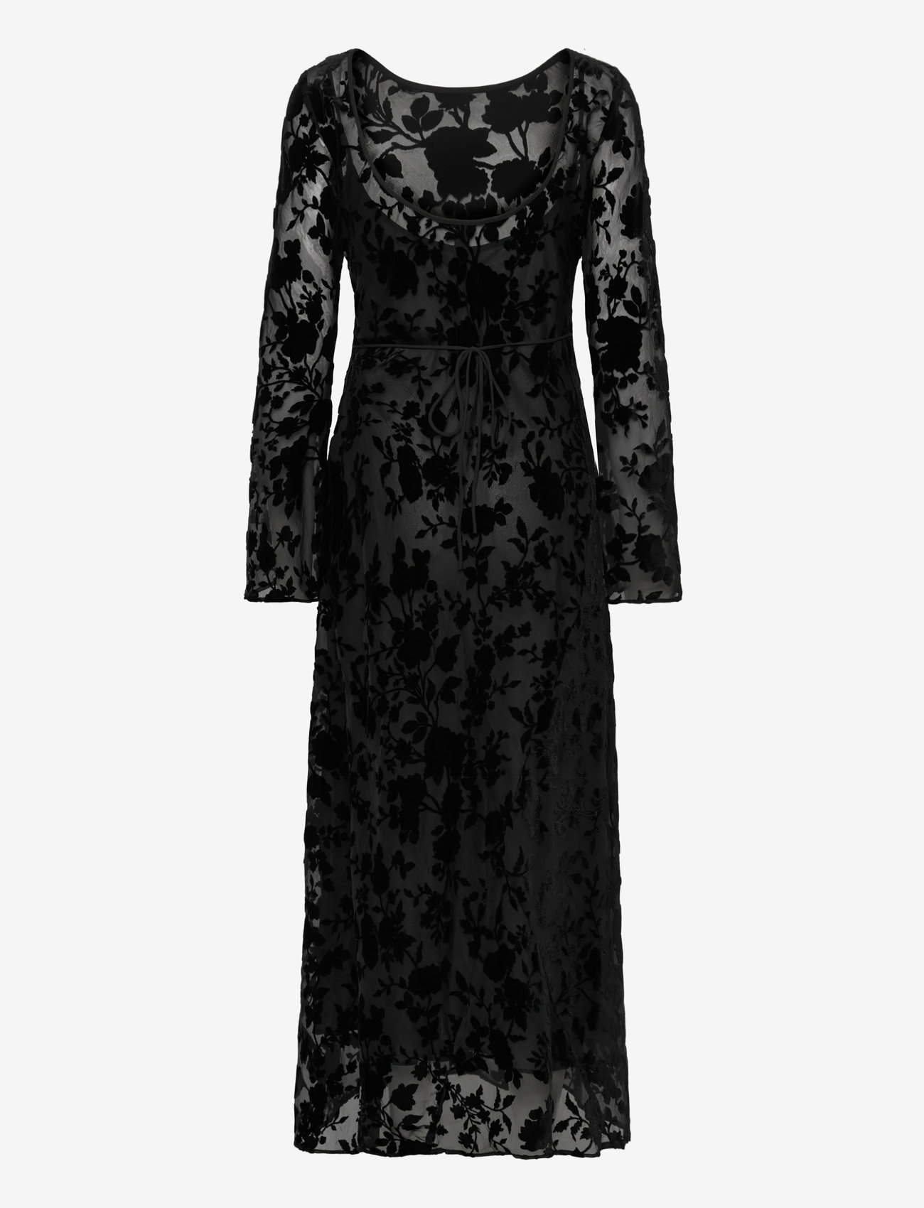 Mango - Floral jacquard dress with bell sleeves - abendkleider - black - 1