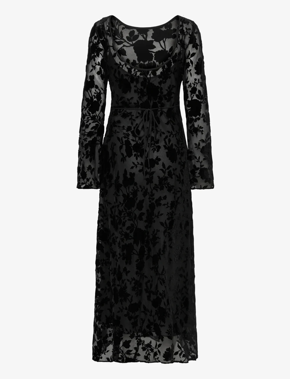 Mango - Floral jacquard dress with bell sleeves - aftenkjoler - black - 1