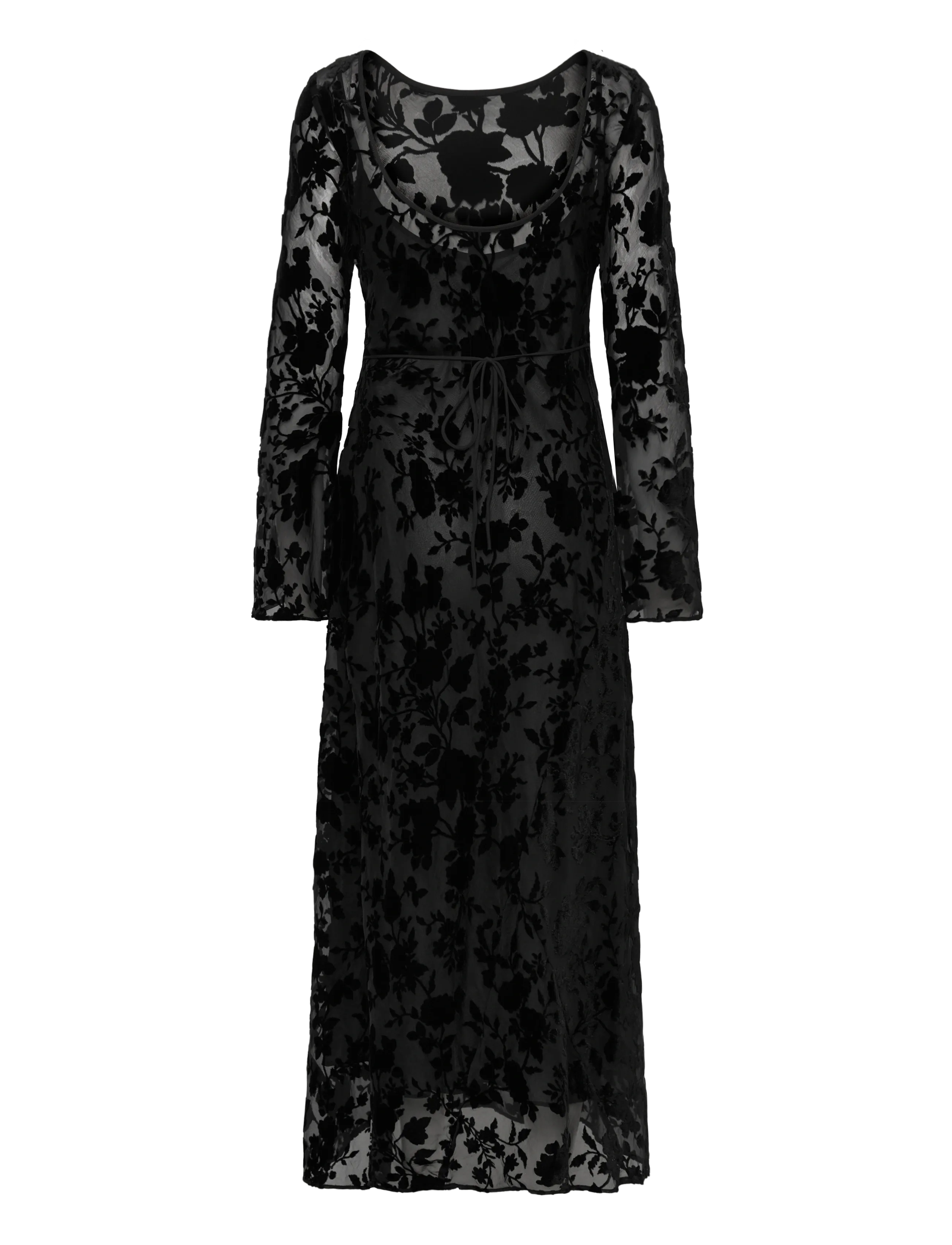 Mango - Floral jacquard dress with bell sleeves - festkjoler - black - 2