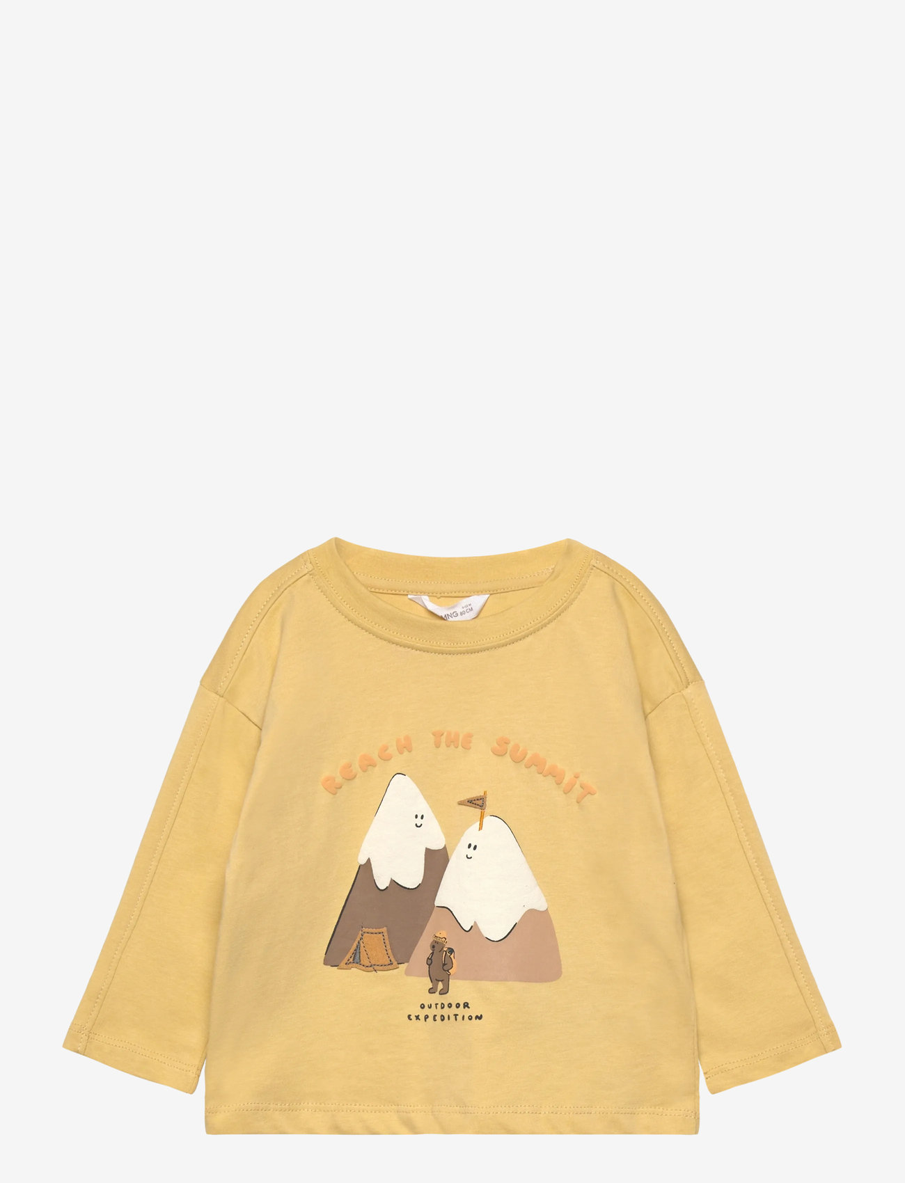 Mango - Printed long sleeve t-shirt - langærmede t-shirts - yellow - 0