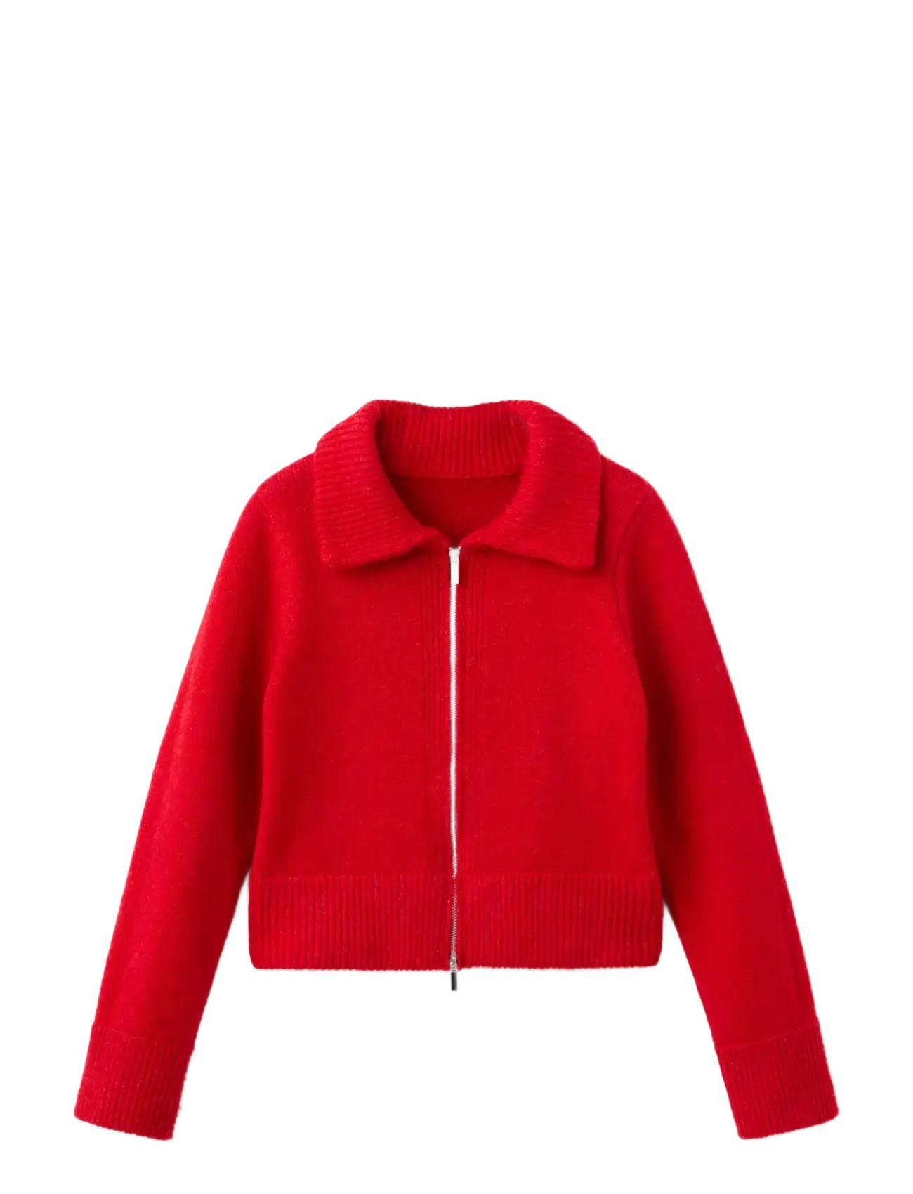 Cardigan with shirt collar - RED