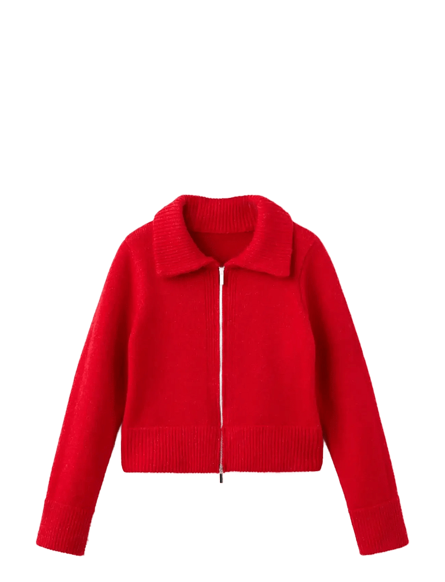 Mango - Cardigan with shirt collar - koftor - red - 1