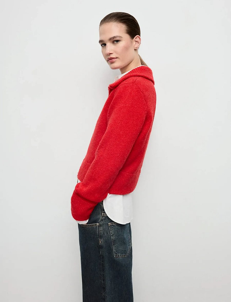 Mango - Cardigan with shirt collar - koftor - red - 0