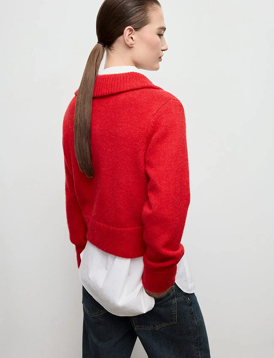 Mango - Cardigan with shirt collar - koftor - red - 2