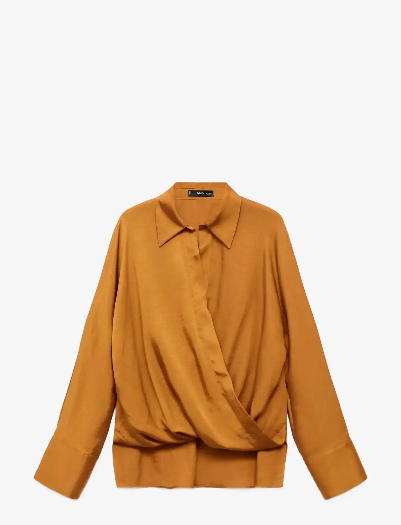 Mango Cross-over satin blouse - Skjortor - MEDIUM YELLOW / yellow