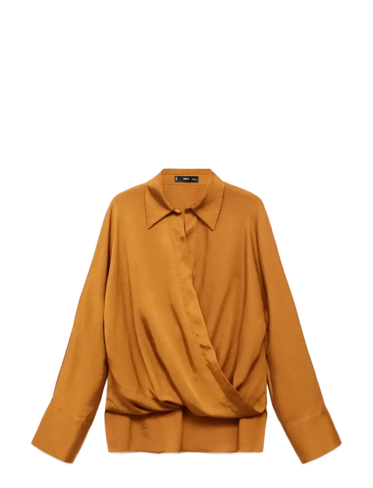 MANGO Cross-Over Satin Bluse Gelb - XS - Damen