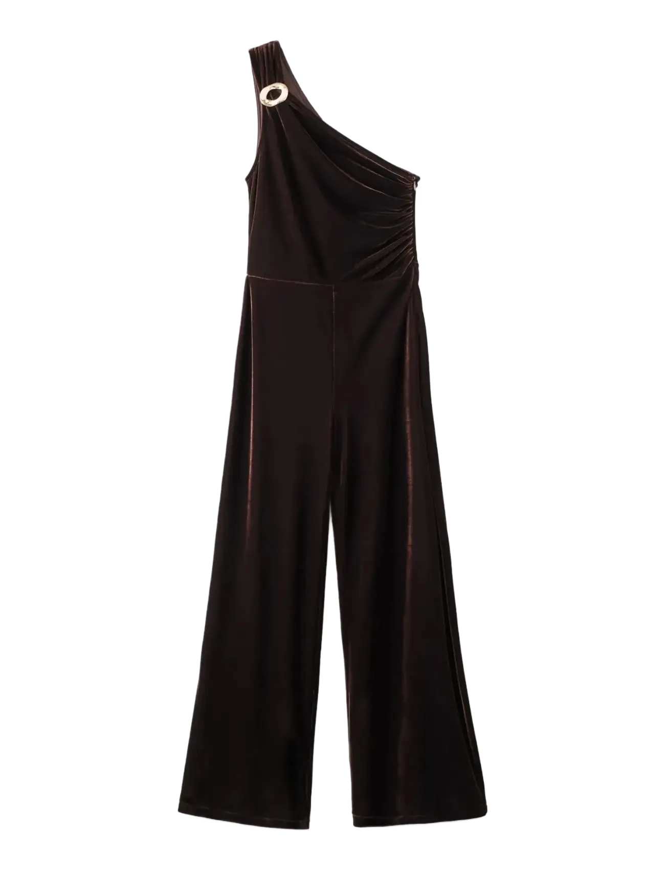 Velvet jumpsuit with metallic detail - BROWN