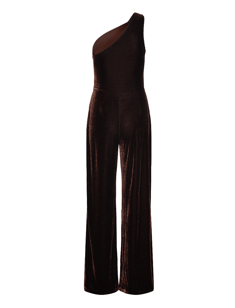 Mango - Velvet jumpsuit with metallic detail - festkjoler - brown - 2