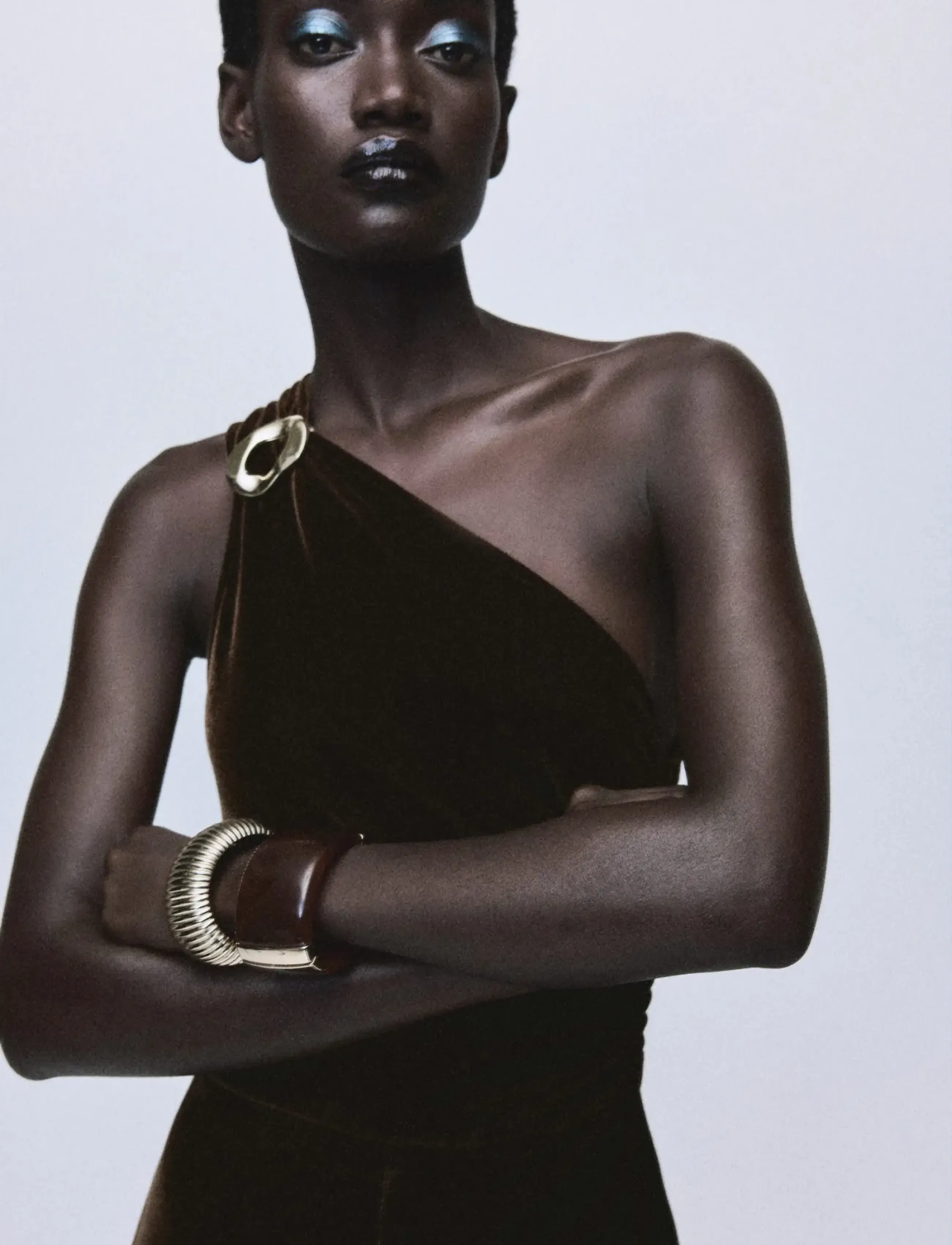 Mango Velvet jumpsuit with metallic detail - Kläder - BROWN / brown