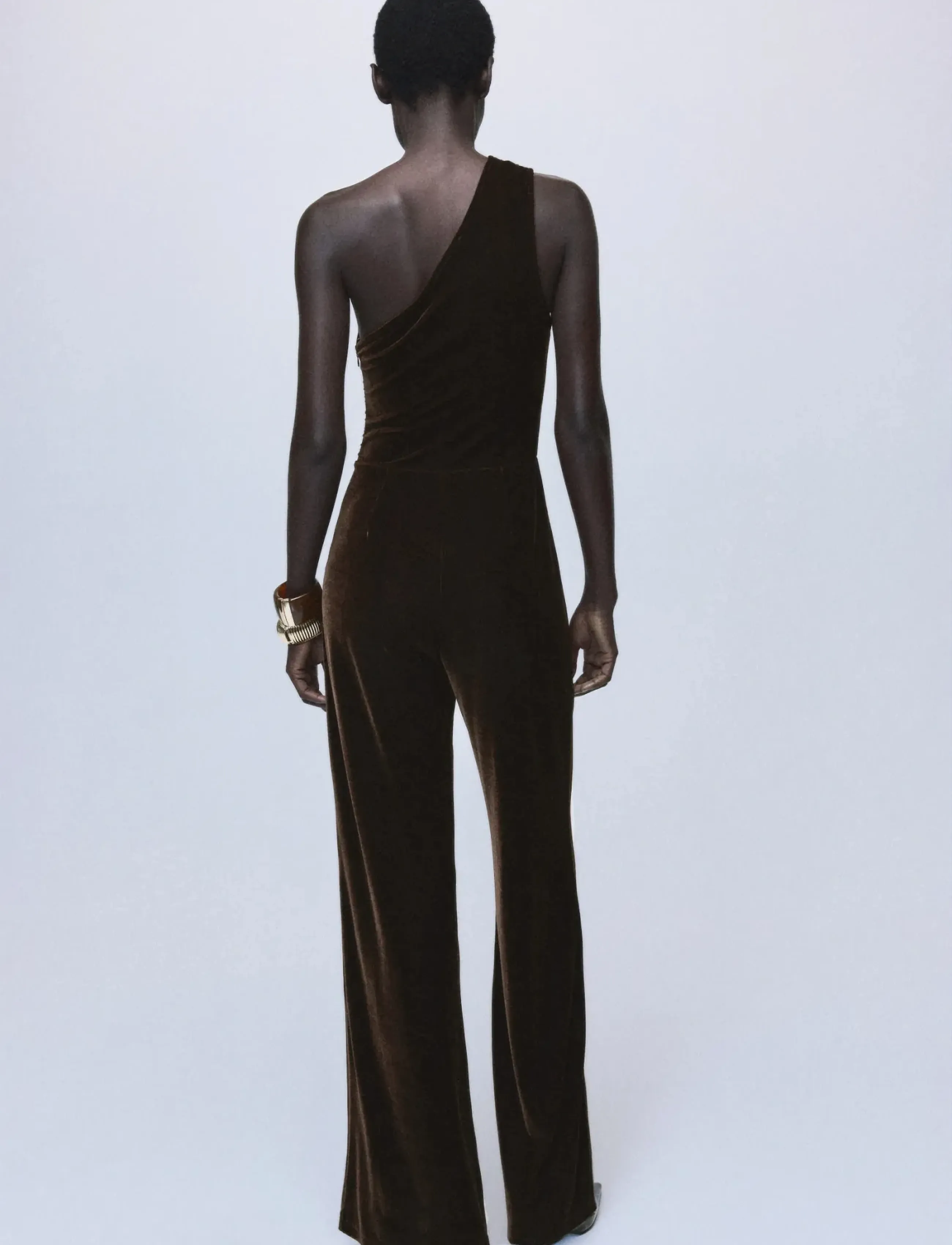 Mango - Velvet jumpsuit with metallic detail - festmode zu outlet-preisen - brown - 3