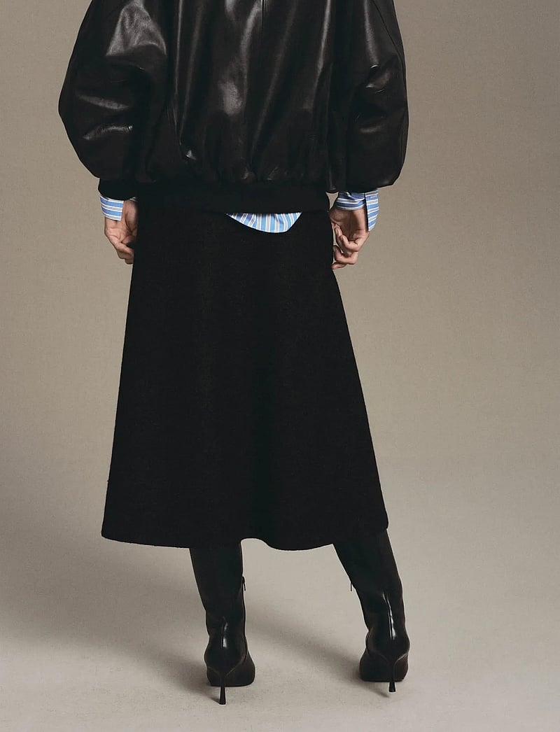 Mango - A-line wool skirt - midi-röcke - grey - 2