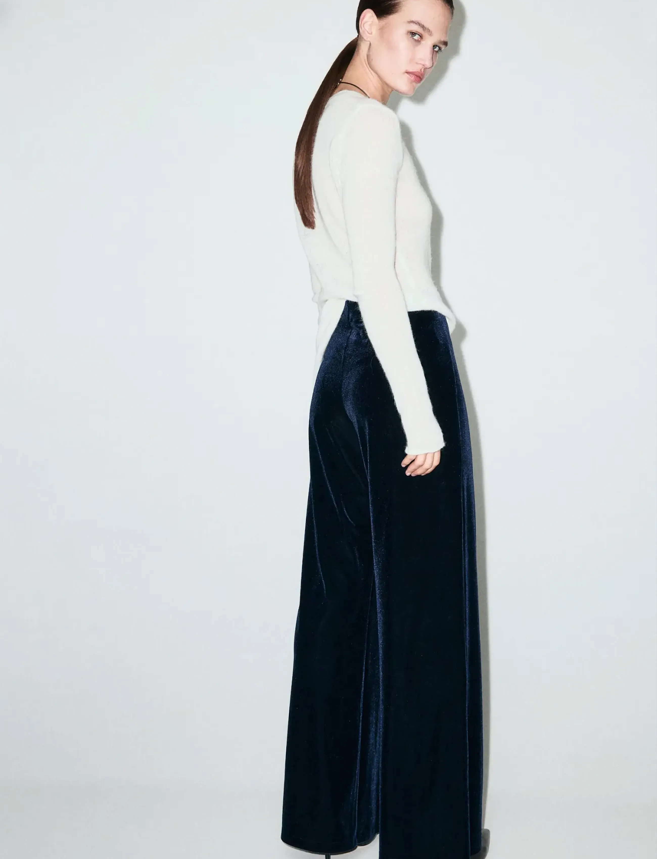 Mango - Velvet wide leg trousers - hosen mit weitem bein - navy - 2