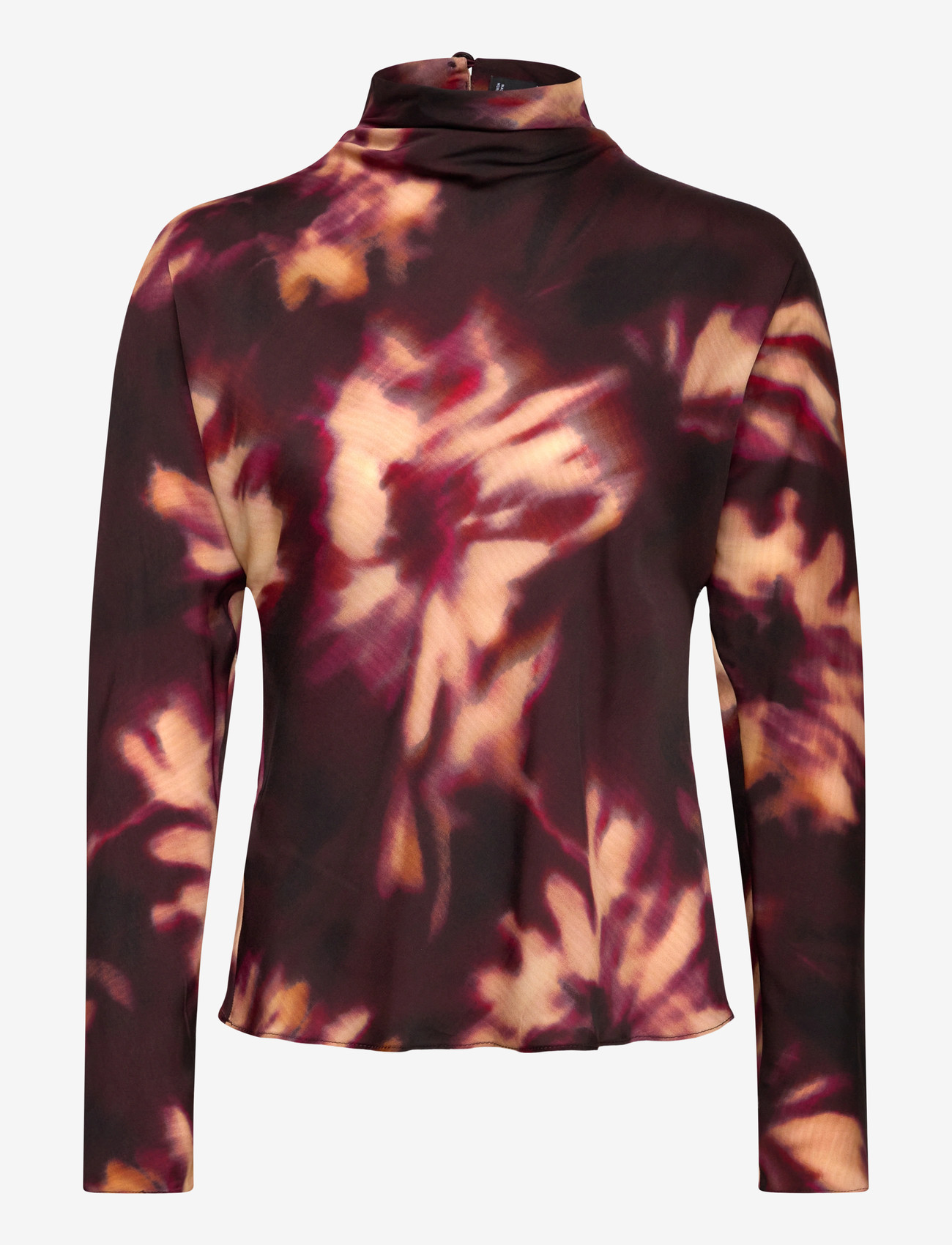 Mango - Tie-dye turtleneck blouse - langærmede skjorter - dark red - 1