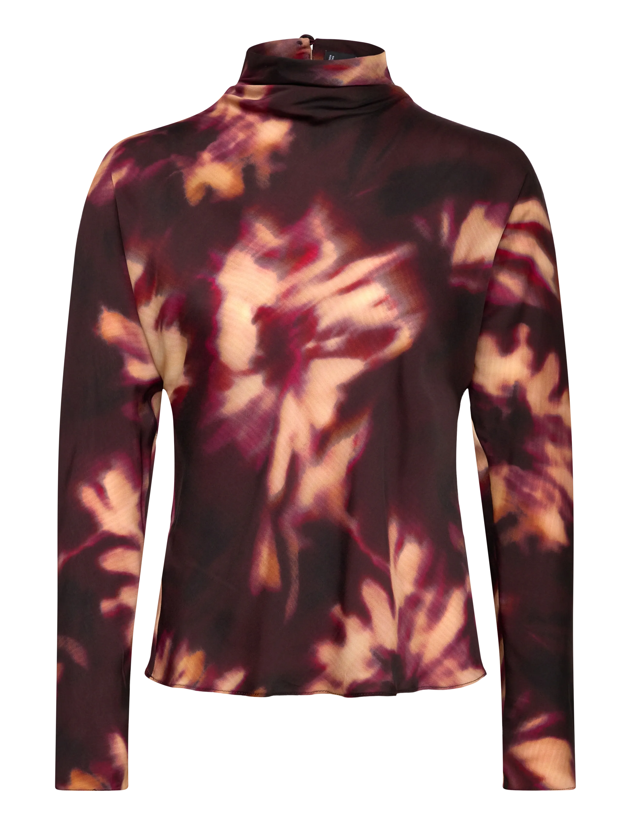 Mango Tie-dye turtleneck blouse - Tøj - DARK RED / multi