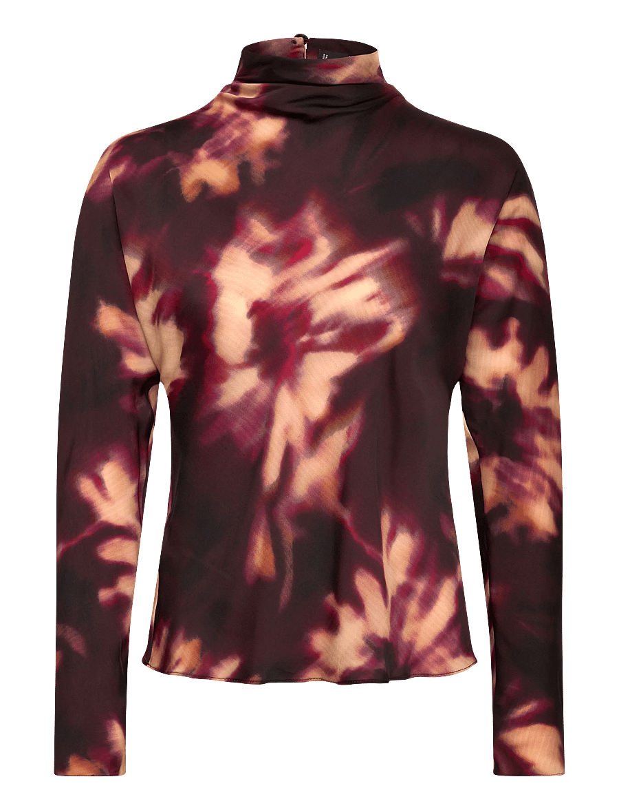 Mango - Tie-dye turtleneck blouse - langærmede skjorter - dark red - 1