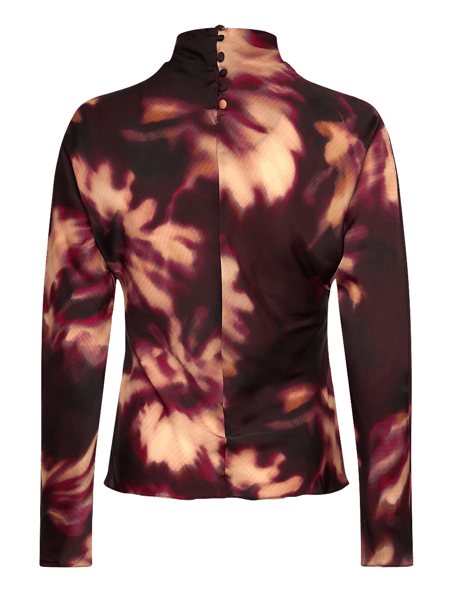 Mango - Tie-dye turtleneck blouse - langærmede skjorter - dark red - 2