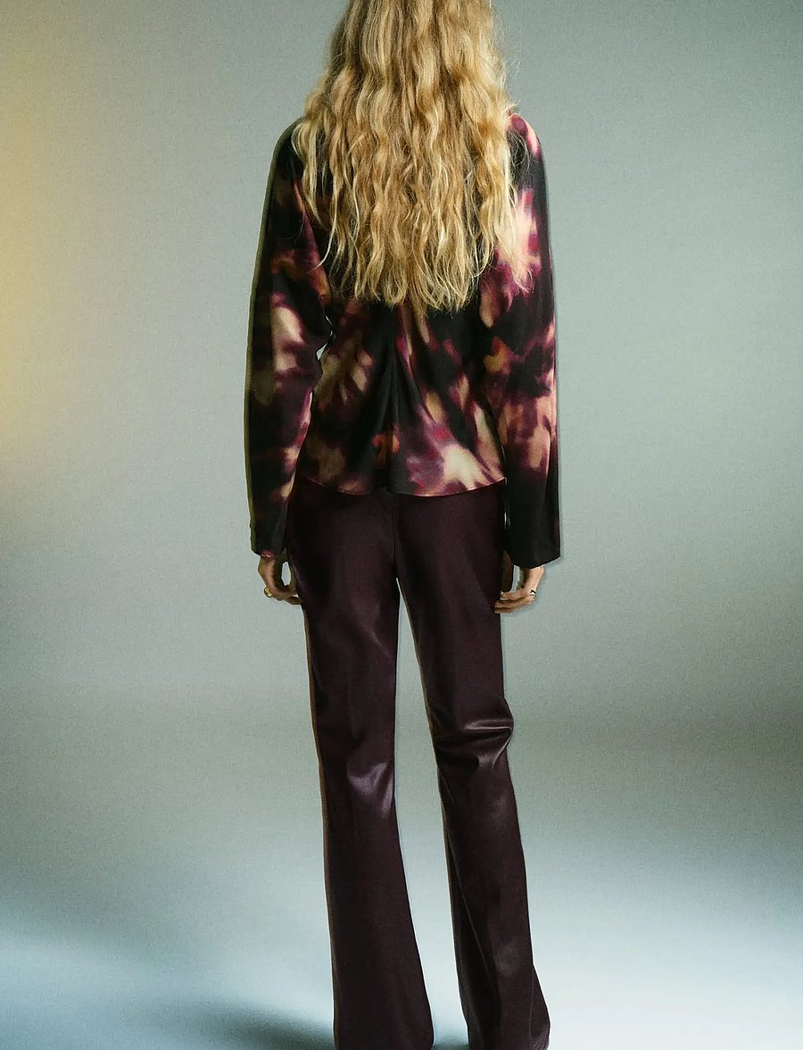 Mango - Tie-dye turtleneck blouse - langærmede skjorter - dark red - 3