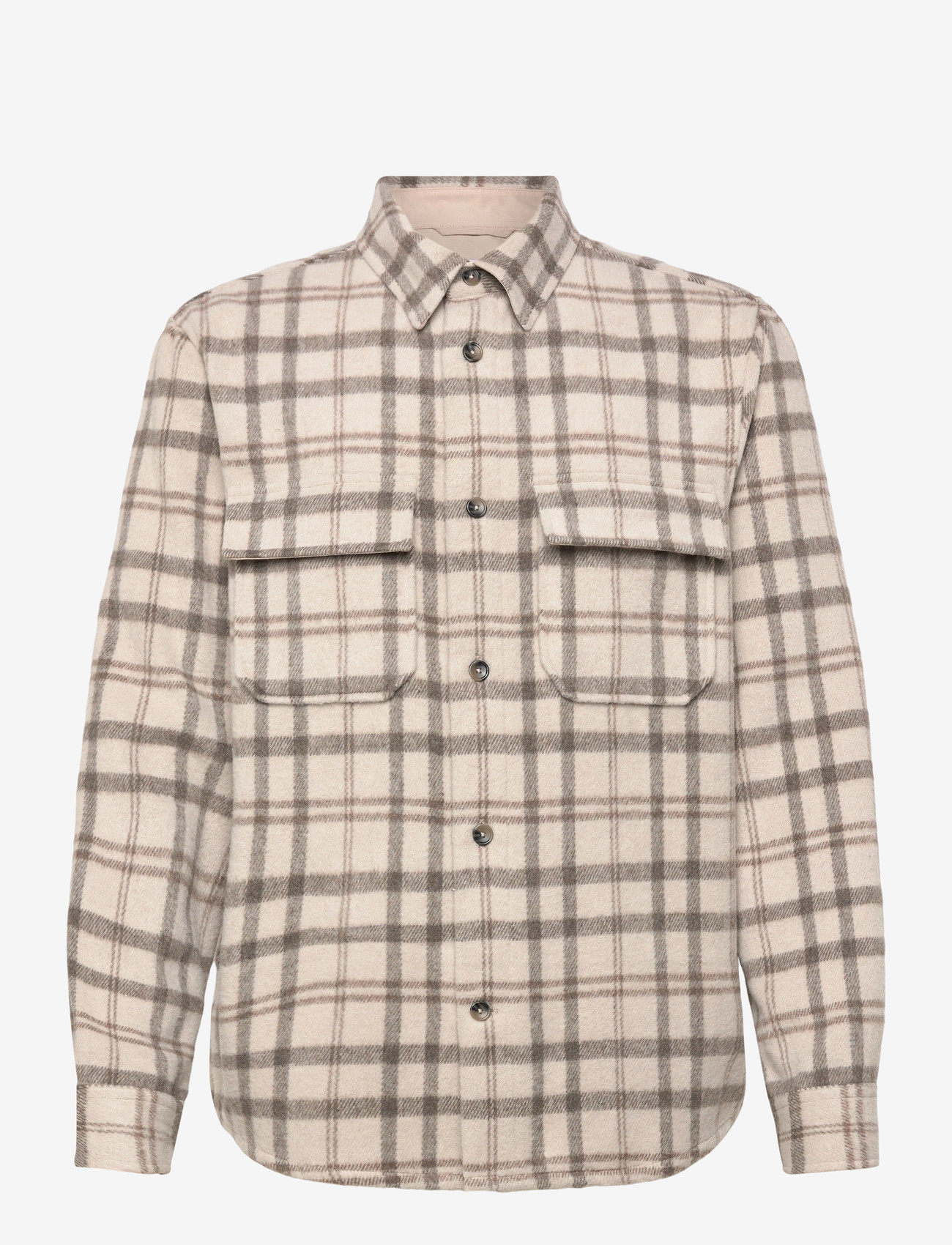 Mango - Check flannel overshirt - efterårstøj - light beige - 0