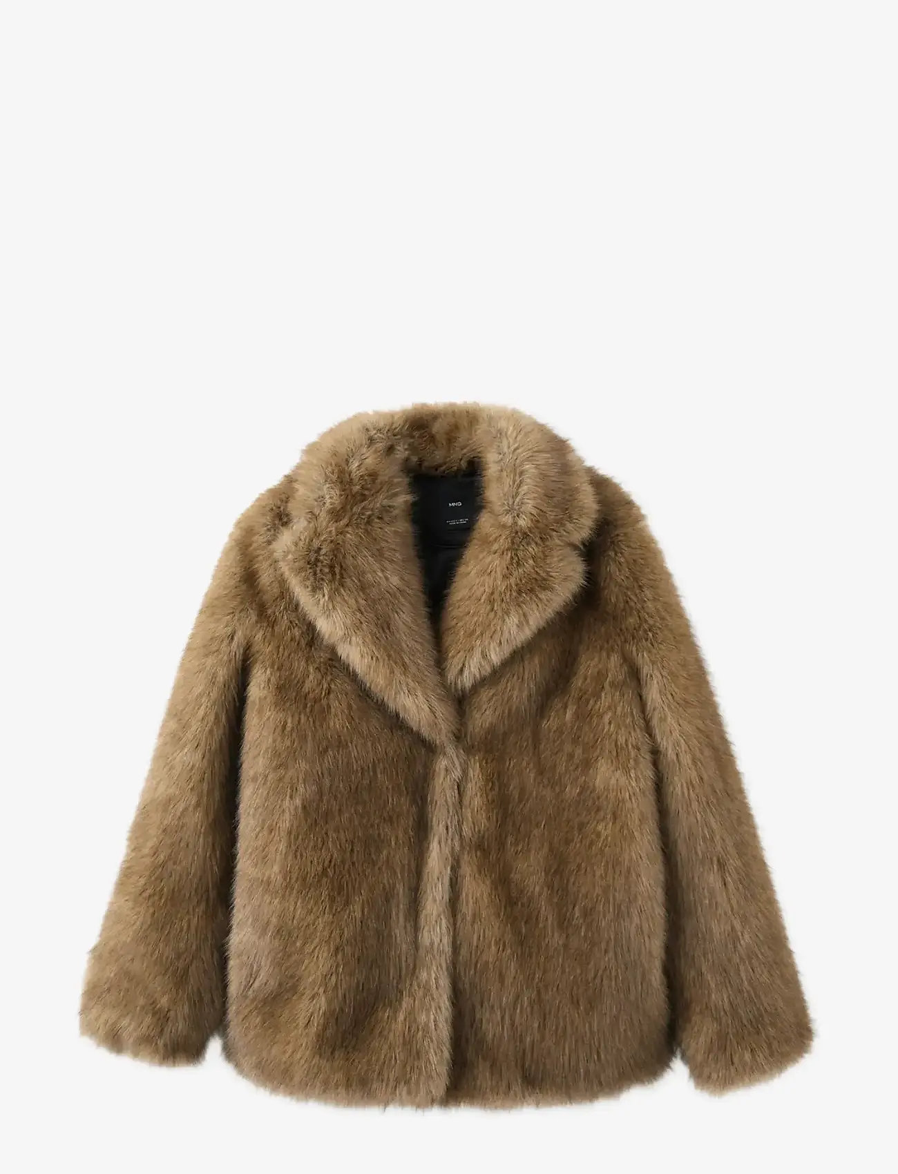 Mango - Faux-fur coat with lapels - kunstpelz - light beige - 1