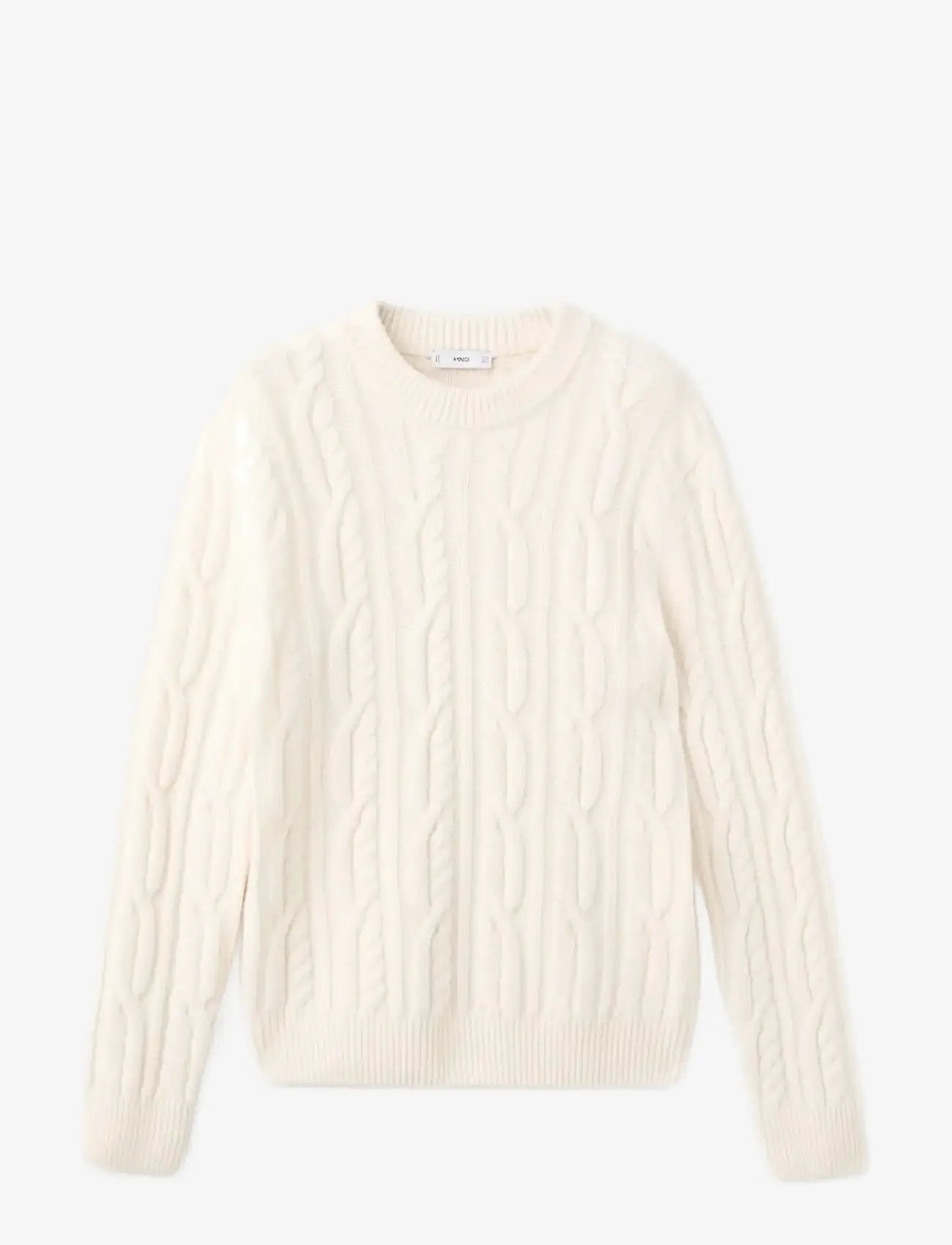 Mango - 100% wool braided sweater - rundhalsad - light beige - 1