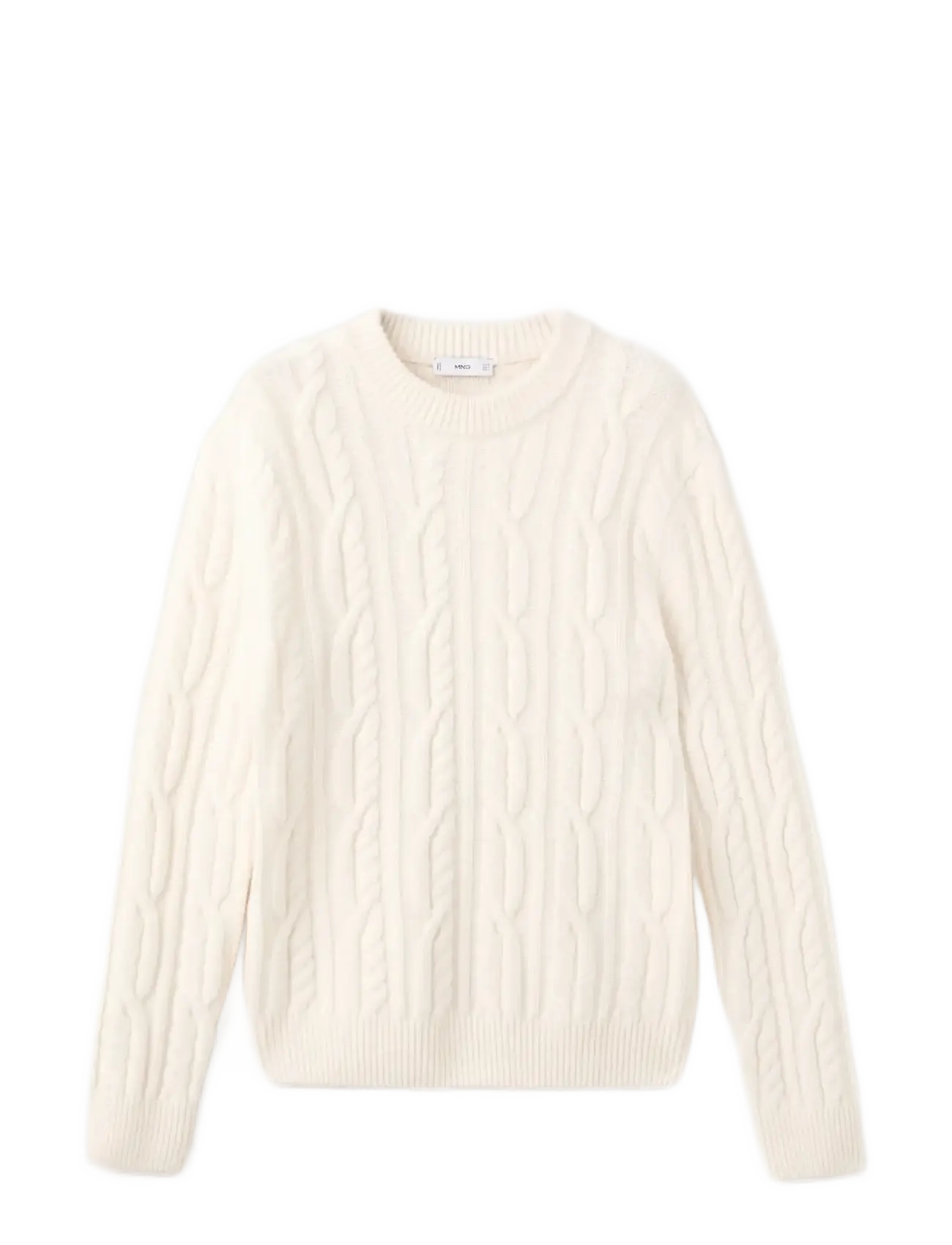 Mango 100% wool braided sweater - Stickat - LIGHT BEIGE / cream